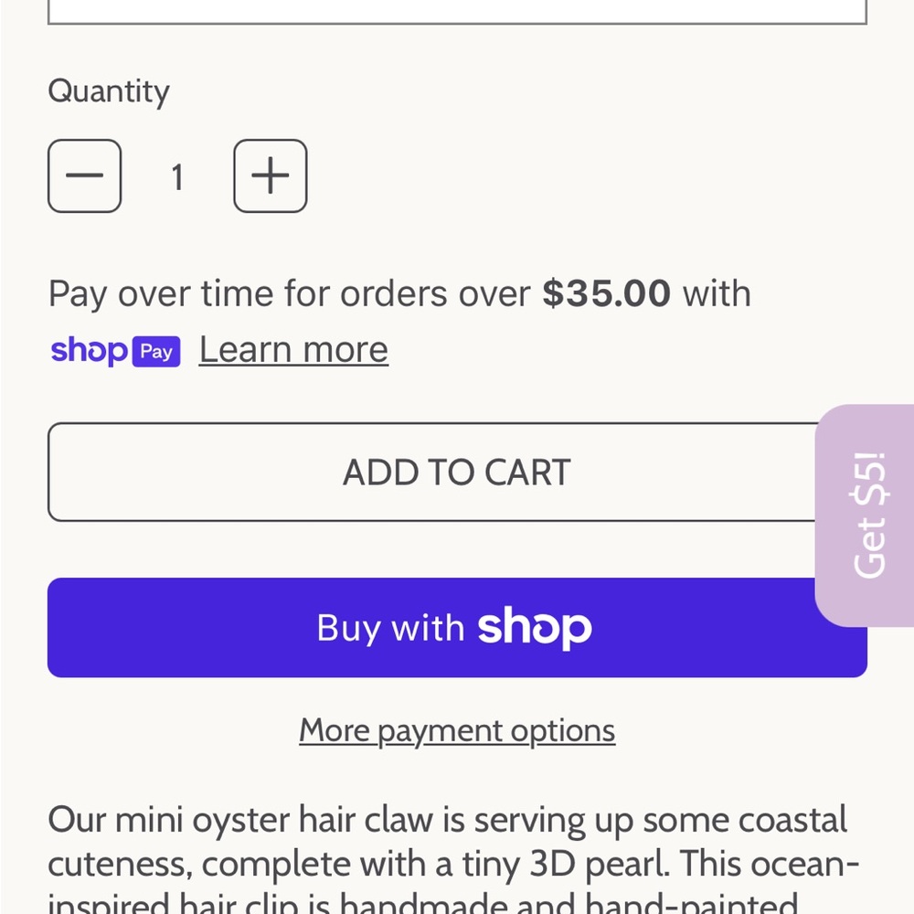Jenny Lemons Oyster Hair Clip - Picture 11 of 12